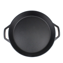 Big Pre-Seasoned with 2 Loop Handles Large Cast Iron Fry Pan Skillet Cake Baking Grill Baking Pan Cast Iron Pizza Pan